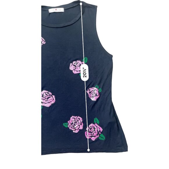 Y2K Show Stoppin Top Womens Small Black Pink Floral Rhinestone Cottage Goth Boho - Picture 8 of 8